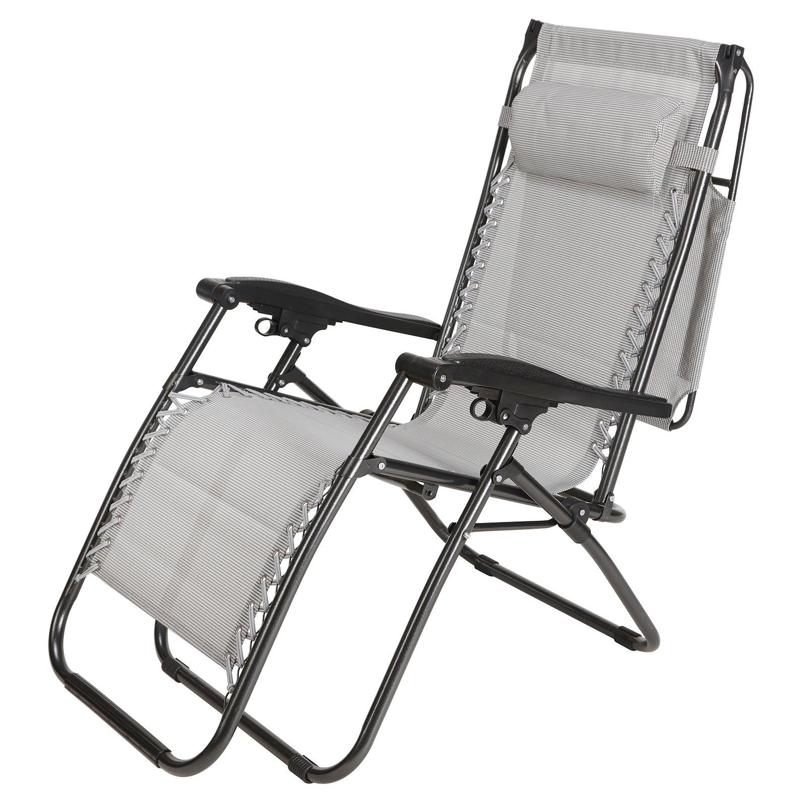 2 Grey Beach Chairs With Cup / Magazine Holders - Charming Spaces