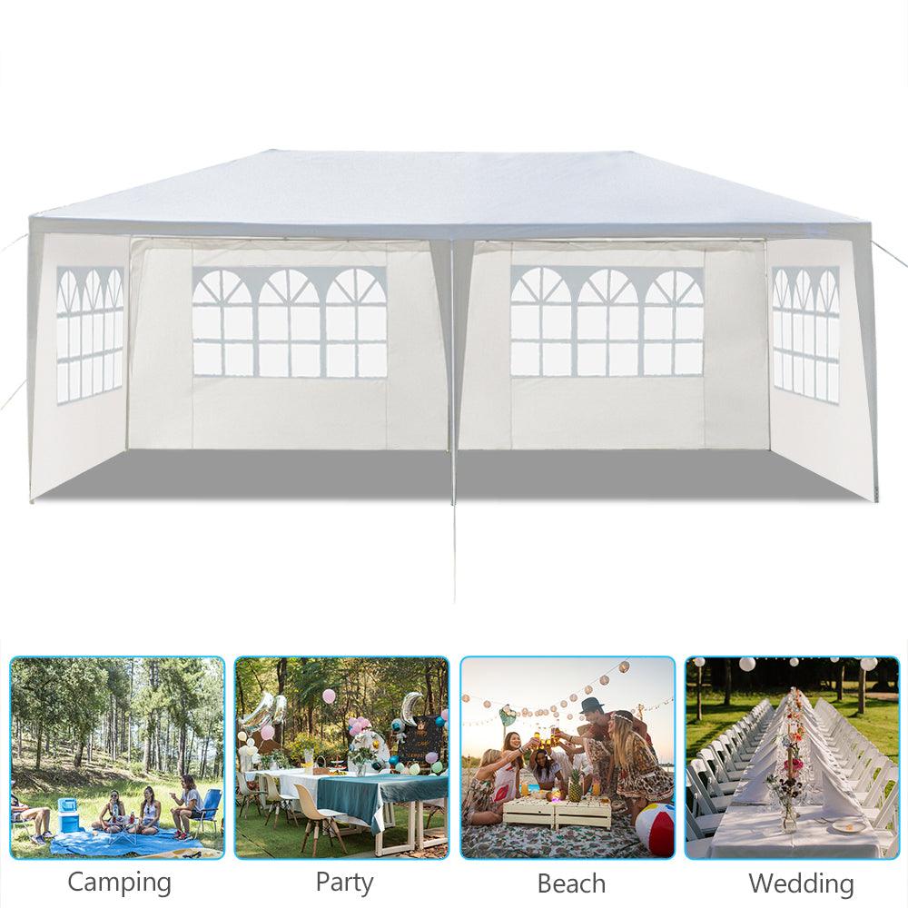 3m x 6m Outdoor Party Tent with 4 Removable Sidewalls, Waterproof Canopy Patio Wedding Gazebo, White - Charming Spaces