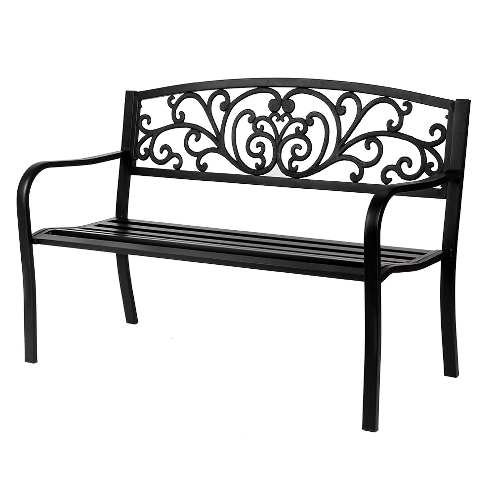 Bench 50" Iron Outdoor Courtyard Decoration Leisure Park - Charming Spaces