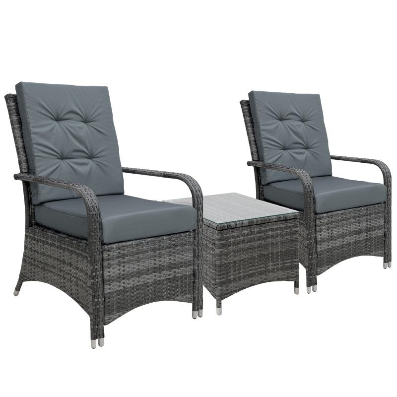 2-Seater Rattan Table & Chairs Bistro Garden Furniture Set - Charming Spaces