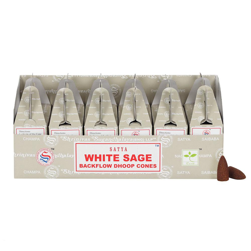 Box of 6 Satya White Sage Backflow Dhoop Cones - Charming Spaces