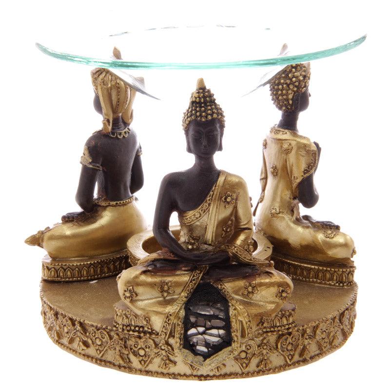 Gold & Brown Thai Buddha Oil & Wax Burner with Glass Mosaic - Charming Spaces
