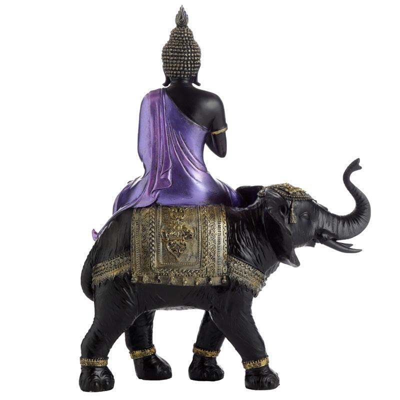 Purple, Gold & Black Thai Buddha - Riding Elephant - Charming Spaces