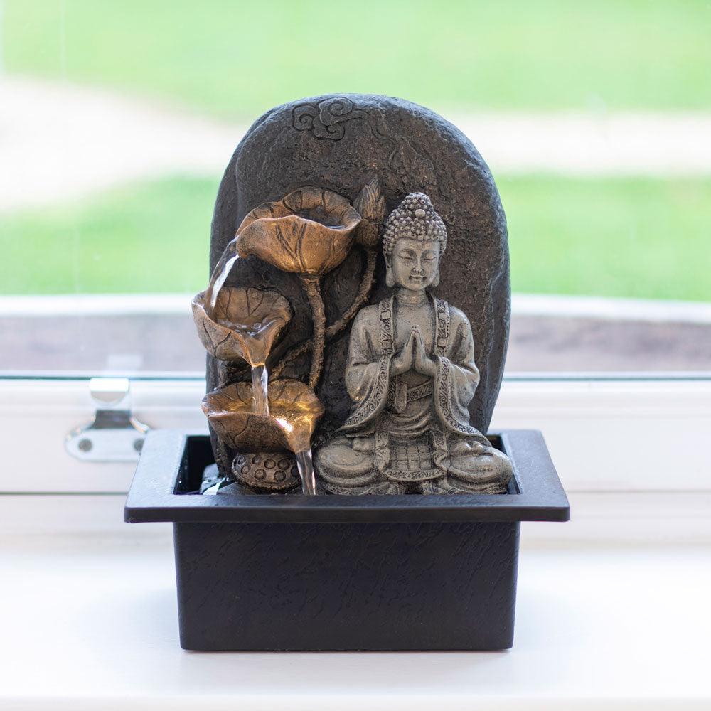 Grey Buddha LED Water Fountain - Charming Spaces