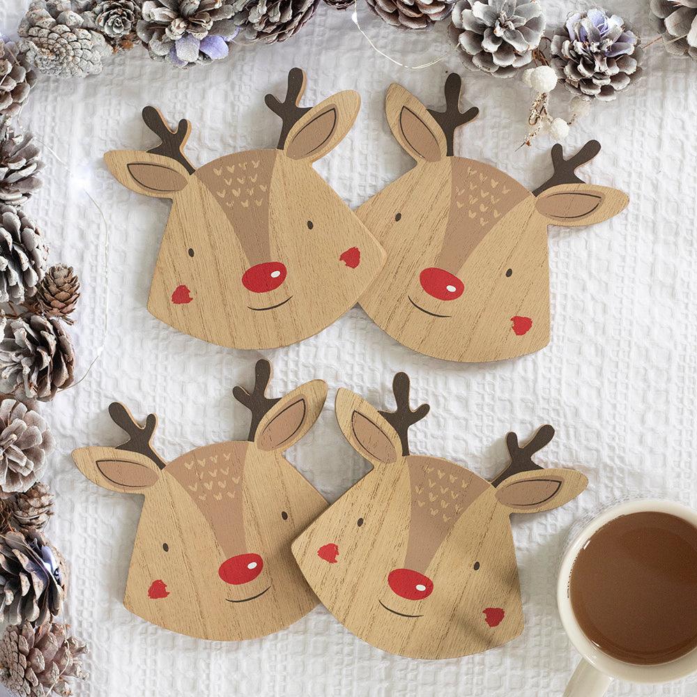 Set of 4 Reindeer Coasters - Charming Spaces
