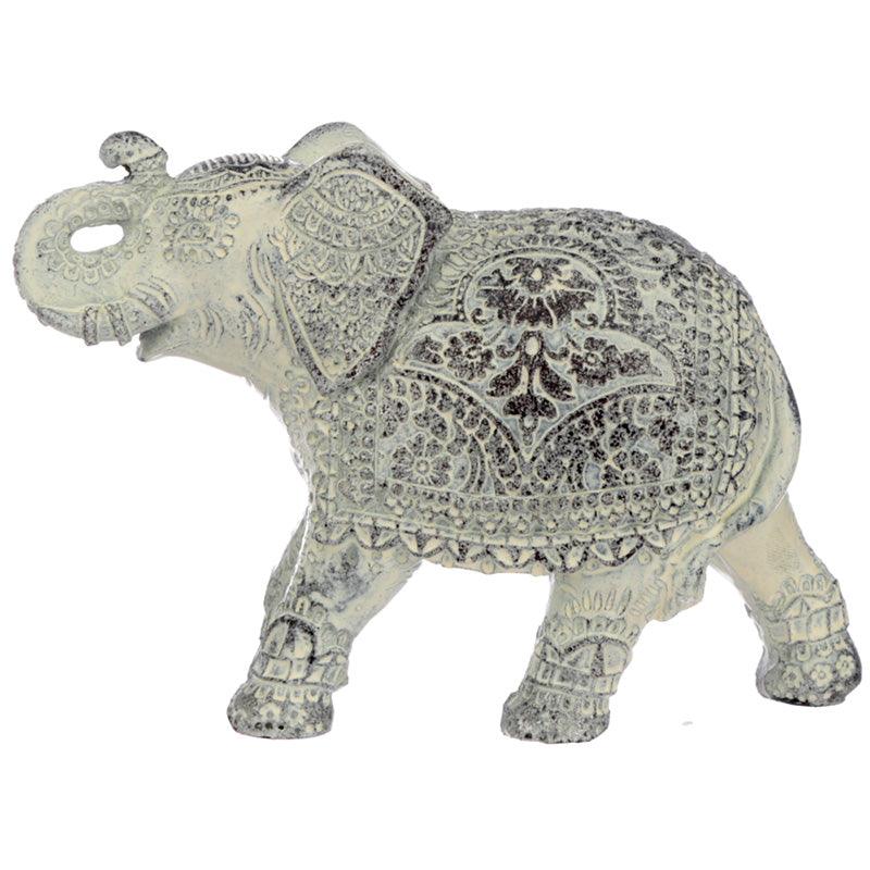 Thai Brushed White Small Elephant - Charming Spaces