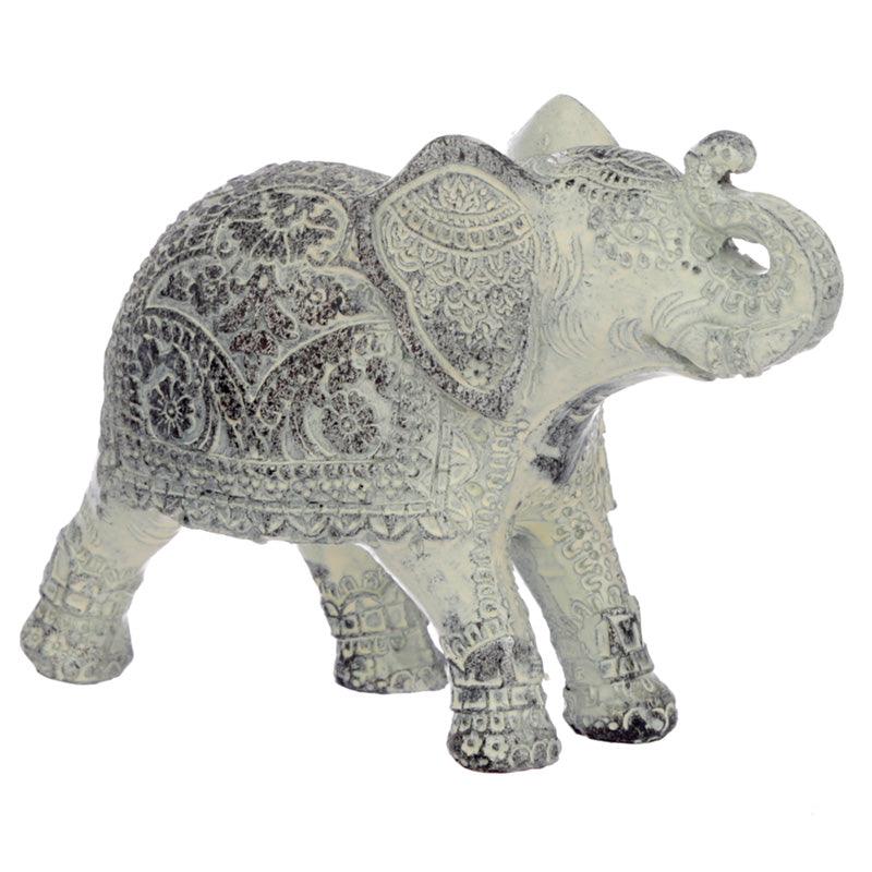 Thai Brushed White Small Elephant - Charming Spaces