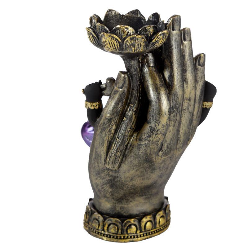 Ganesh - Lotus Tea Light Holder - Purple, Gold & Black - Charming Spaces