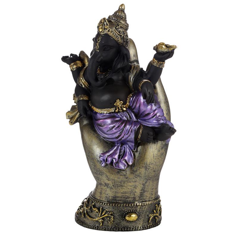 Ganesh - Lying in Hand - Purple, Gold & Black - Charming Spaces