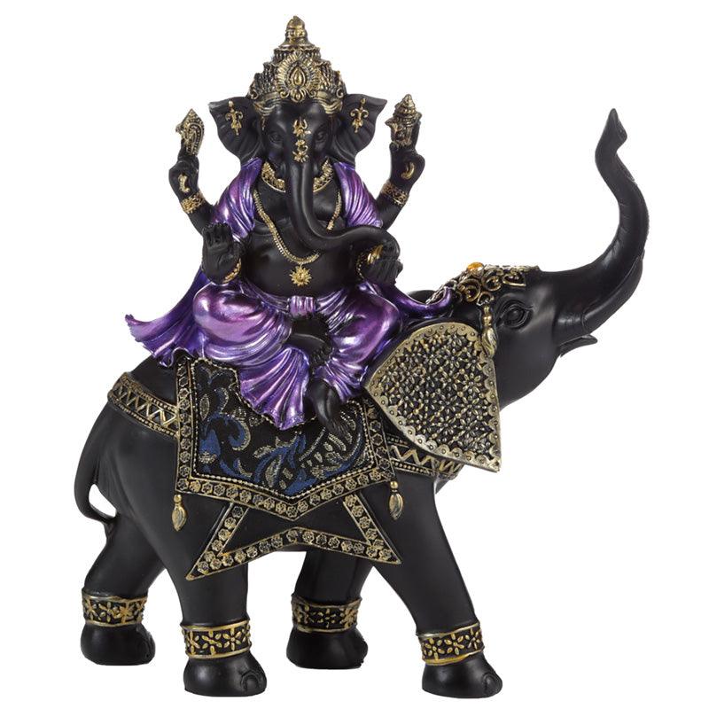 Purple, Gold & Black Ganesh - Riding Elephant - Charming Spaces