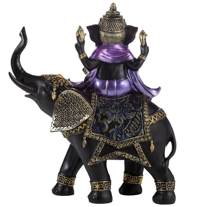 Purple, Gold & Black Ganesh - Riding Elephant - Charming Spaces
