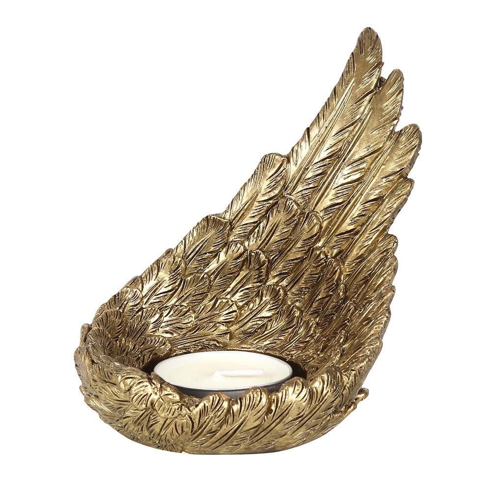 Gold Single Raised Angel Wing Candle Holder - Charming Spaces