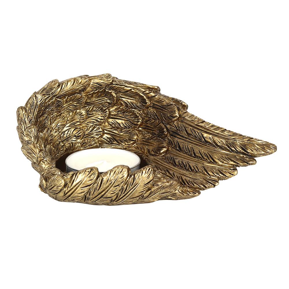 Gold Single Lowered Angel Wing Candle Holder - Charming Spaces