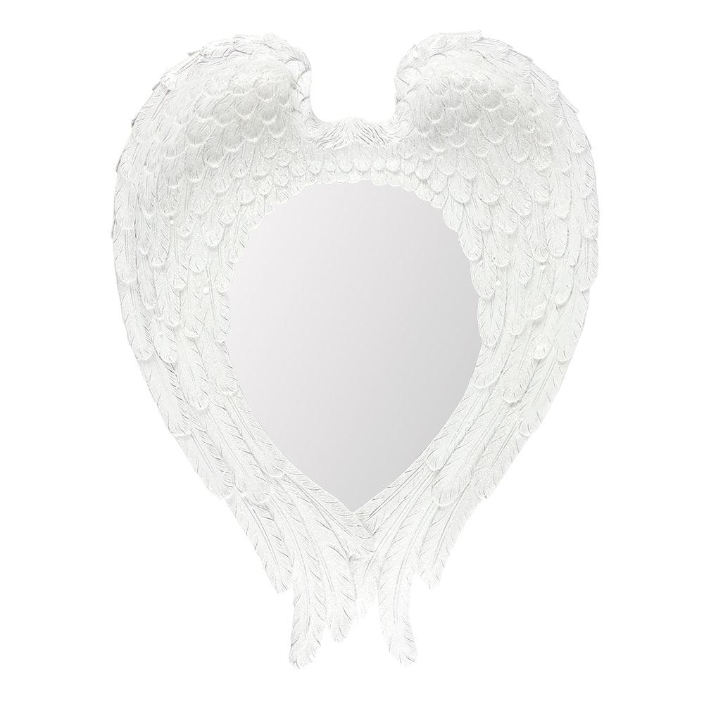 White Glitter Angel Wings Mirror - 55cm - Charming Spaces
