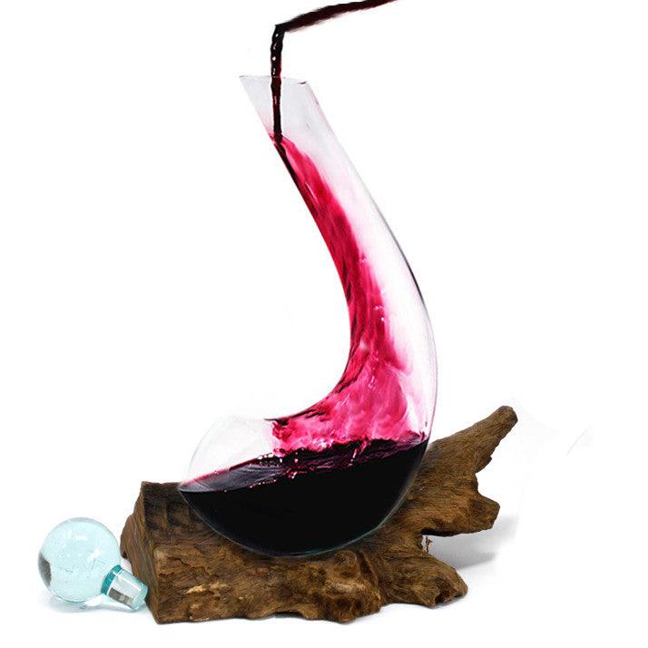 Molten Glass on Wood - Wine Decanter - Charming Spaces