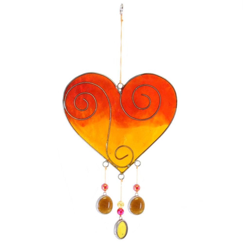 Yellow/Orange Heart Suncatcher - Charming Spaces