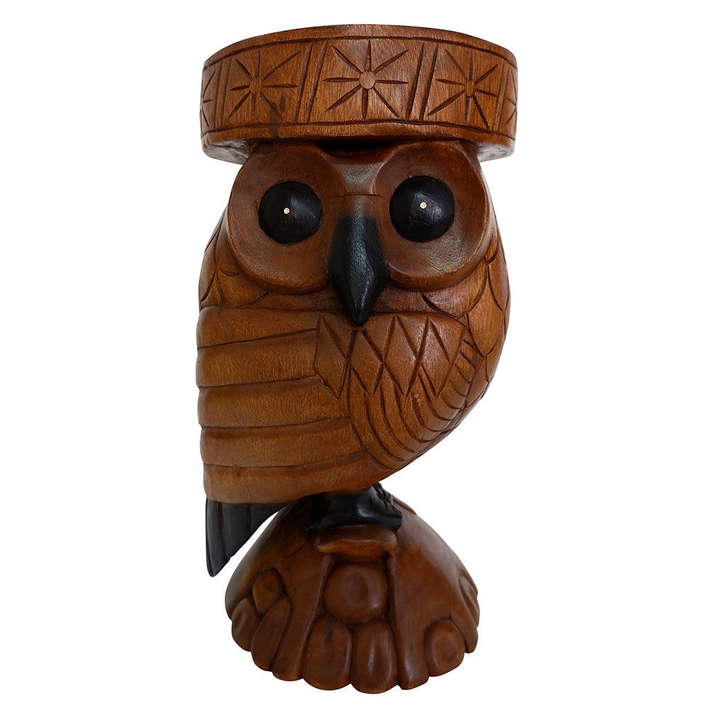 Wooden Carved Owl Stool - Charming Spaces