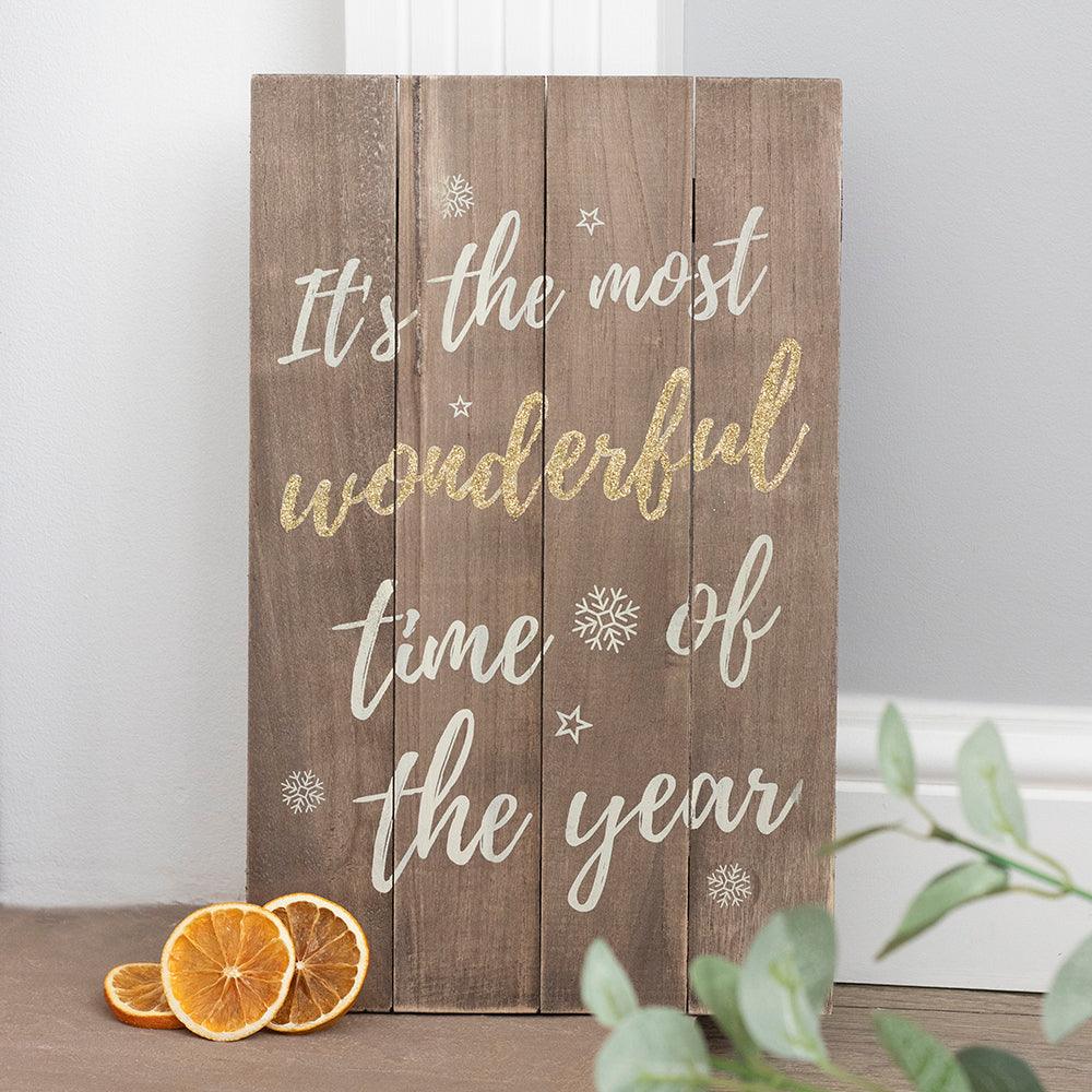 It's the Most Wonderful Time of the Year Wooden Plaque - Charming Spaces