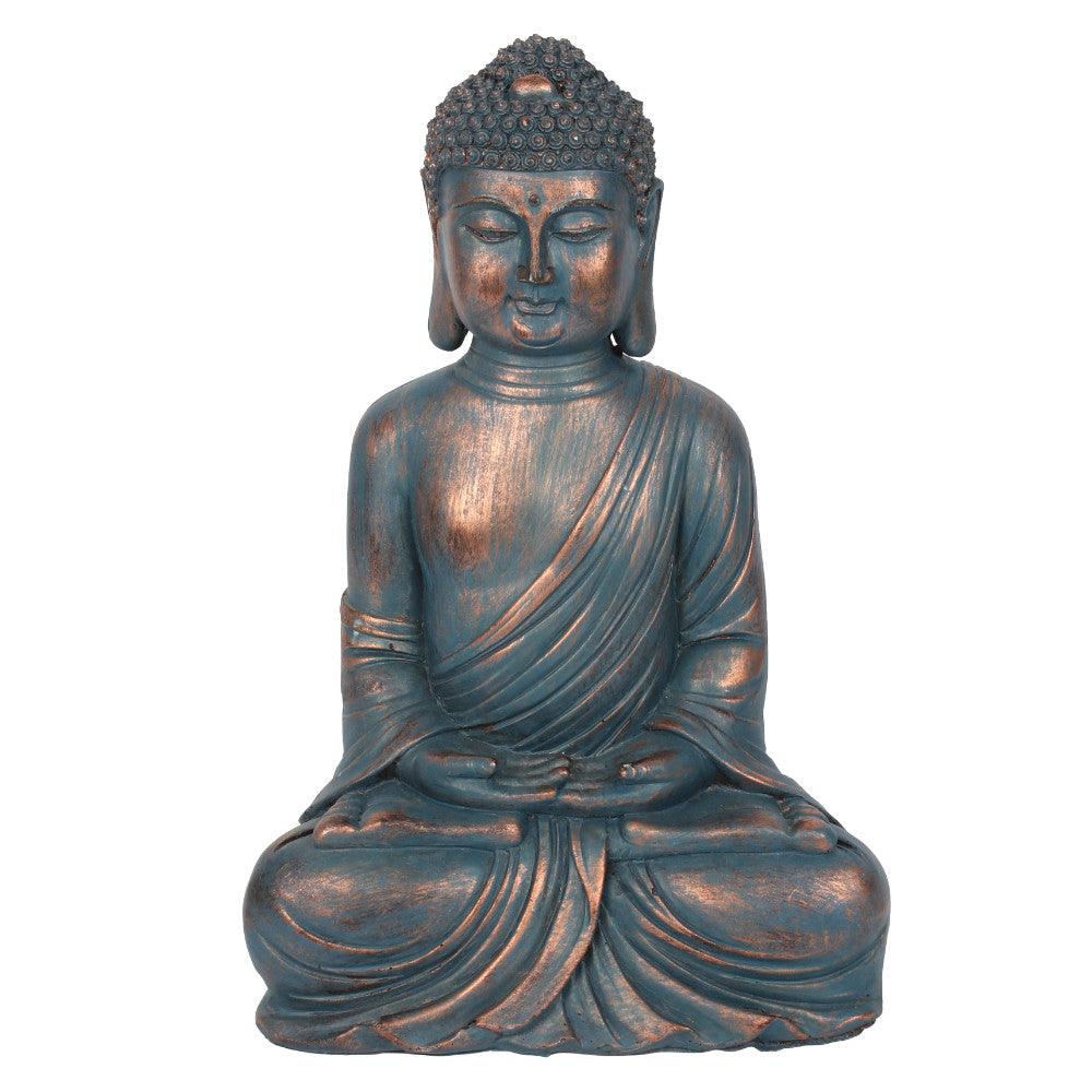 Small Blue Hands in Lap Sitting Buddha - Charming Spaces