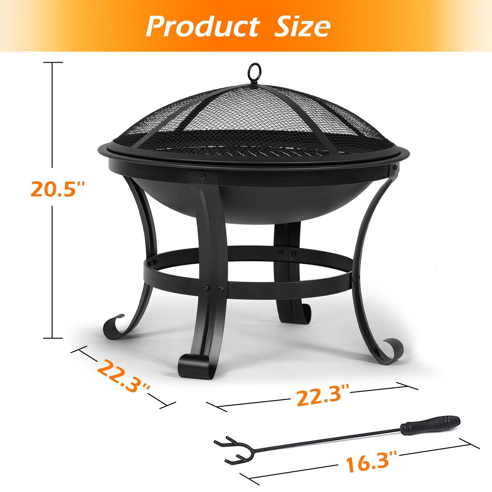 Fire Pit with Grill for Garden 56cm 3 in 1 - Charming Spaces