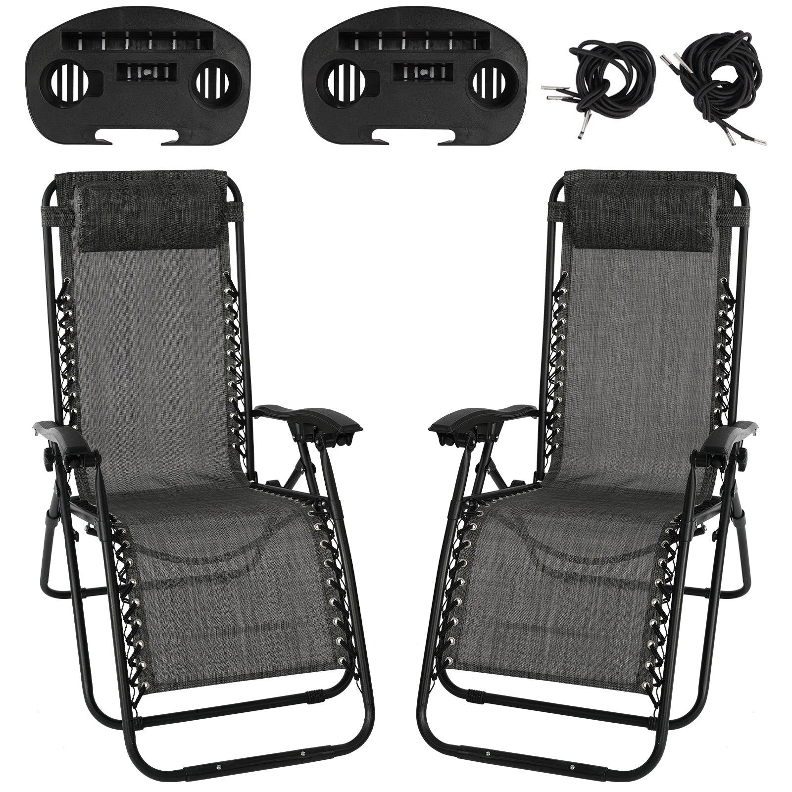 Grey Sun Lounger Recliners Set of 2, Zero Gravity - Charming Spaces